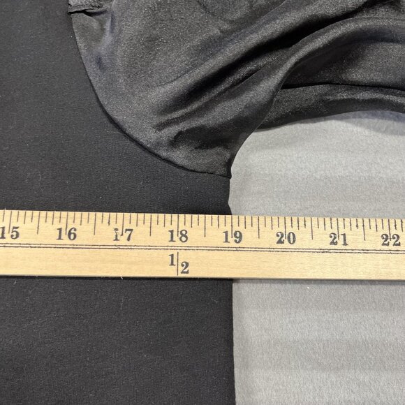 by Anthropologie Shirt Womens Medium Black Puff Sleeve Mixed Media Ruched Satin - Picture 5 of 7